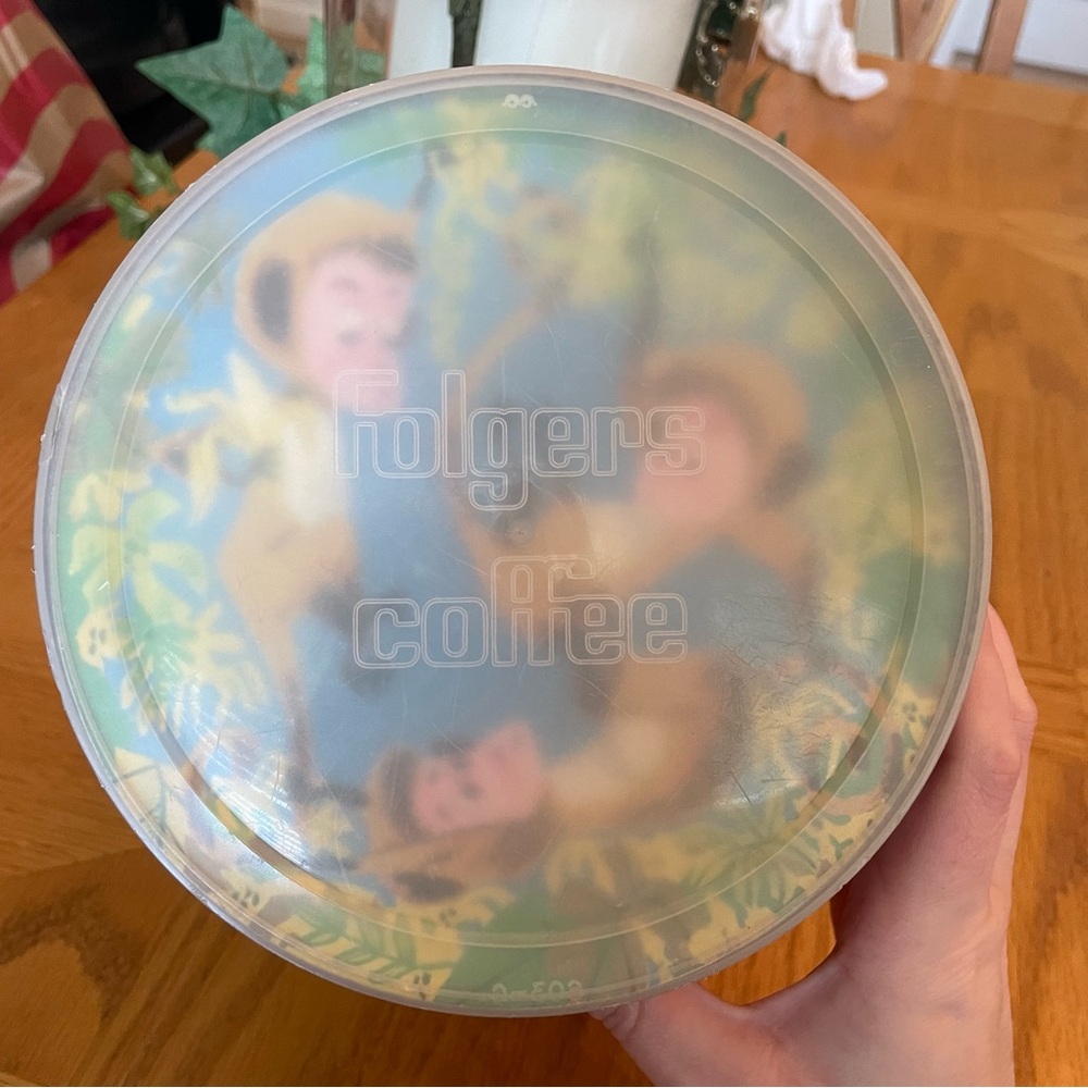 Vintage Folgers Jungle Animals Safari Coffee Tin Can with Plastic Lid - Picture 5 of 6